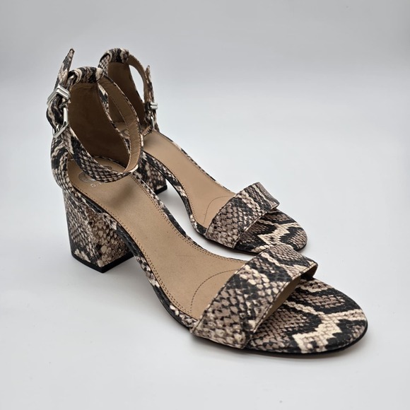 Gianni Bini Shoes - Gianni Bini Womens Sandals Sz 9M Block Party Snake Print Leather Ankle Strap